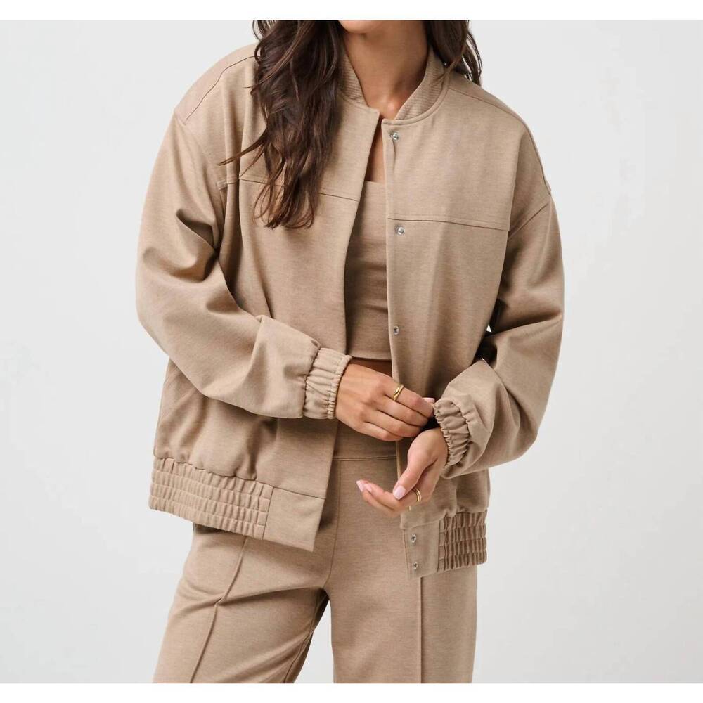 NEW TRAVIS MATTHEW friday ponte bomber jacket in brown